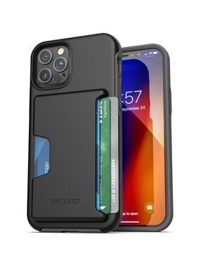 NEW Encased iPhone 12 Pro Max Wallet Case Black Card Holder Protective Cover